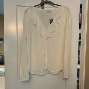 bebe Cream Ruffle Blouse